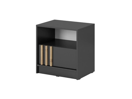 Szafka nocna z szufladą Aspen grafitowa / lamele w kolorze dąb artisan stylowa szafka nocna stanowi idealny dodatek do sypialni