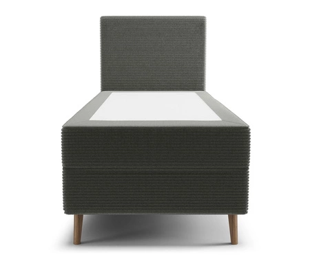 Łóżko kontynentalne Totti 80x200 grafitowe stylowe łóżko z pojemnikiem na pościel trójwymiarowa tkanina o wyrazistych prążkach