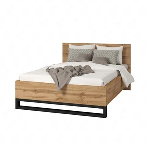 Łóżko Halle S 140x200 dąb wotan stylowy design stabilne łóżko do sypialni o ciekawej stylistyce uniwersalna kolorystyka