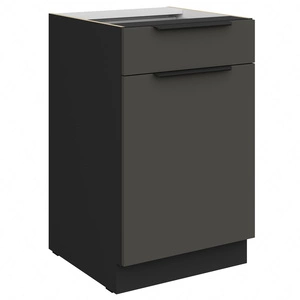 Szafka kuchenna stojąca z szufladą i półką Aversa Bl 50 D 1F 1S BB fronty szafki kuchennej wykończone w technologii anti fingerprint