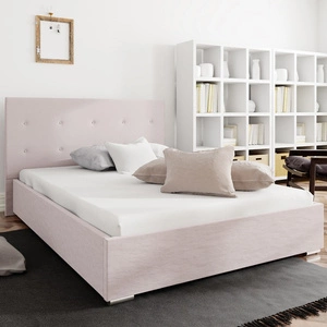 Łóżko tapicerowane Bejar 180x200 pudrowy róż z zagłówkiem w nowoczesnym stylu idealne do sypialni