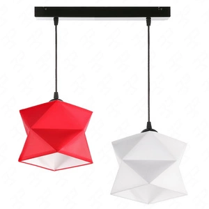 Lampa wisząca podwójna Quasar designerska lampa sufitowa do salonu lub kuchni z kolorowymi abażurami i czarną metalową podstawą