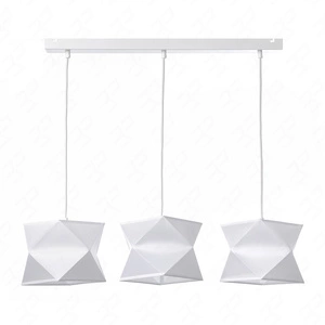 Lampa wisząca potrójna Quasar biała designerska lampa sufitowa do salonu z bawełnianymi abażurami i metalową podstawą
