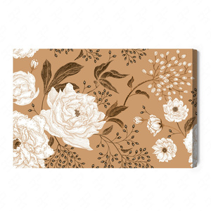 Obraz na płótnie piwonie i liście 100x70 cm ponadczasowa ozdoba wnętrza obraz w stonowanej kolorystyce wysoka jakość wykonania