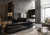Meblościanka Pirgos czarna / czarny połysk minimalistyczny design meblościanka do salonu lub pokoju dziennego system push to open