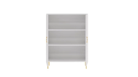 Komoda Belluna 90 cm beżowa elegancka komoda do sypialni w minimalistycznym stylu designerskie uchwyty wysokie metalowe nogi