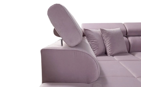 Narożnik z funkcją spania Nausa VI granatowy prawostronny stylowy narożnik do salonu o komfortowym wykończeniu tkanina typu velvet