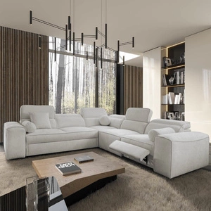 Narożnik z funkcją spania Viano III Lux szary popiel prawostronny nowoczesny narożnik z wysuwanym podnóżkiem pojemnik na pościel