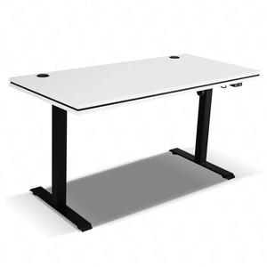 Biurko z regulacją wysokości Makana jasny szary uniwersalny i funkcjonalny mebel z blatem 56 mm do biura gabinetu lub pokoju młodzieżowego