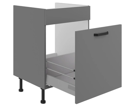 Szafka kuchenna pod zlewozmywak z szufladą Verdi 60 ZL 1S BB szafka odporna na działanie wilgoci i uszkodzenia czarny metalowy uchwyt