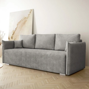 Kanapa rozkładana Bianco szara funkcjonalna sofa do salonu o nowoczesnym minimalistycznym designie wykonana z tkaniny typu boucle