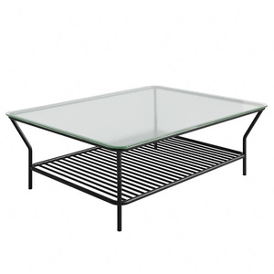 Stolik ogrodowy Teneryfa 92x122 cm czarny stylowy stolik do ogrodu lub na taras o ciekawej konstrukcji blat ze szkła hartowanego