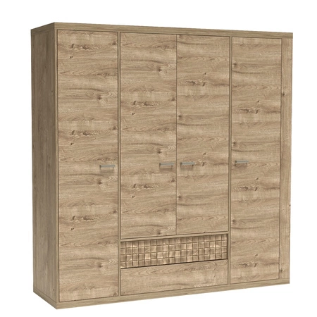 Zestaw mebli do sypialni Natural dąb ribbeck nietuzinkowe meble wzbogacone oświetleniem LED ozdobne listwy na frontach szuflad