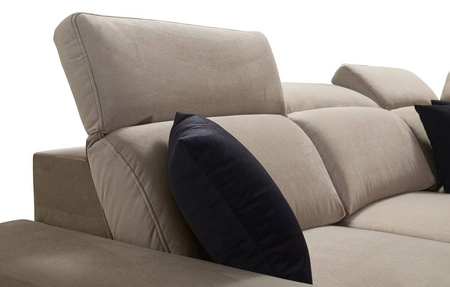 Narożnik z funkcją spania Kelly Sleek II grafitowy prawostronny elegancki narożnik do salonu wykonany z miękkiej tkaniny typu velvet