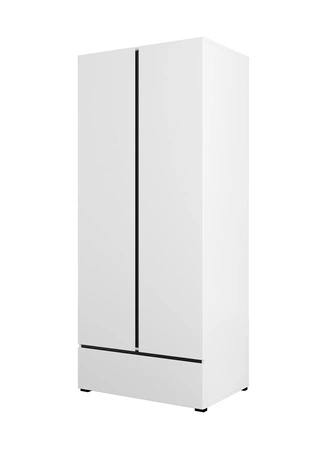 Szafa Cross 89 cm biała prosta forma w nowoczesnym wydaniu idealna szafa do sypialni lub garderoby geometryczny kształt pojemna szuflada