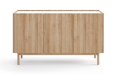 Komoda Boho 144 cm dąb riviera / marmur bianco niebanalny design uniwersalne połączenie kolorów obniżony blat w marmurowym dekorze