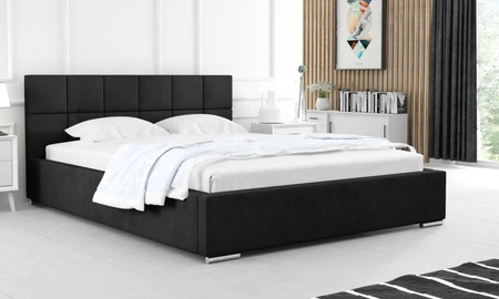 Łóżko tapicerowane Costa 140x200 czarne stylowe łóżko z pojemnikiem na pościel wygodny zagłówek zachwyca eleganckim designem