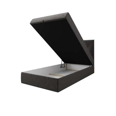 Łóżko kontynentalne Arvada 100x200 szare w nowoczesnym skandynawskim stylu z tapicerowanym zagłówkiem łóżko z pojemnikiem