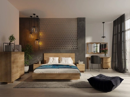 Biurko Noma 138 cm dąb riviera elegancka stylistyka prosta forma mebla wpisująca się w każde wnętrze fronty biurka z systemem push to open