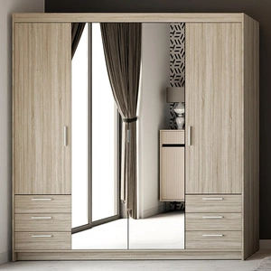 Szafa Rene 176 cm dąb sonoma jasny stylowy design obrzeża wykończone ABS szafa z lustrem do sypialni lub garderoby pojemne szuflady