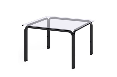 Stolik ogrodowy Wenecja 60x60 cm grafitowy minimalistyczny design trwały i solidny stolik na mniejsze tarasy lub balkony szklany blat