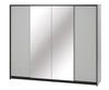 Szafa z lustrem Gris 250 cm szary / czarny elegancki design idealna szafa do sypialni lub garderoby klimatyczne oświetlenie LED