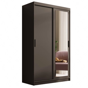 Szafa przesuwna z lustrem Hailey 120 cm czarna prosta forma i minimalistyczny wygląd szafa idealnie wpasuje się do każdego wnętrza