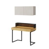 Biurko z nadstawką i szafką wiszącą Teen Flex 110 cm hikora naturalna / silk flou / raw steel nowoczesny design i duża funkcjonalność