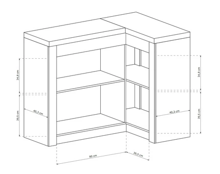 Komoda narożna Indiana 131x90 cm kraft biały elegancka stylistyka komody ozdobna deska na froncie komody oświetlona LED