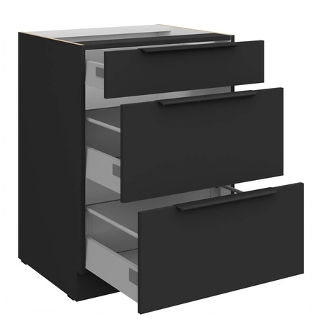 Szafka kuchenna stojąca z szufladami Alatri Bl 60 D 3S BB odporna na uszkodzenia wykończenie frontów w technologii anti fingerprint