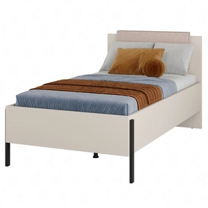 Łóżko Jukon S 100x200 cm beżowe z pojemnikiem nowoczesny styl idealne łóżko do pokoju nastolatka na wysokich nogach z tapicerowanym zagłówkiem