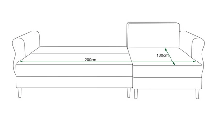 Narożnik z funkcją spania Wilkins butelkowa zieleń prawostronny stylowy i nowoczesny design wpisujący się w każdą aranżację