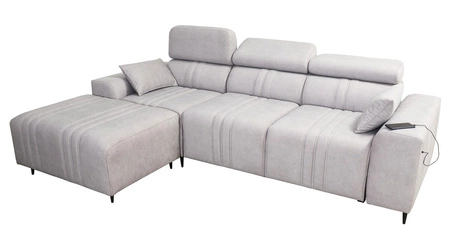 Narożnik z funkcją spania Castel jasny brąz lewostronny komfortowy i stylowy narożnik rozkładany z pojemnikiem na pościel