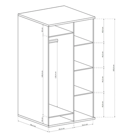 Szafa Cali 86 cm dąb artisan / czarny nowoczesny design mebla drzwi szafy ozdobione lamelami w kolorze dębu czarny uchwyt