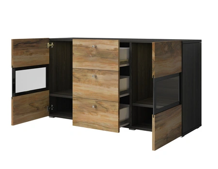 Komoda z szufladami Baros 132 cm orzech satin / touchwood wysoka jakość wykonania nowoczesne kształty w wyjątkowej stylizacji zachwycą każdego