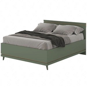 Łóżko Scandia 160x200 cm zielone z pojemnikiem na pościel nowoczesny styl łóżko na wysokich nogach do sypialni