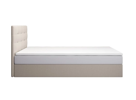 Łóżko kontynentalne Kingston 90x200 beżowe w nowoczesnym skandynawskim stylu z tapicerowanym zagłówkiem z kryształkami łóżko z pojemnikiem