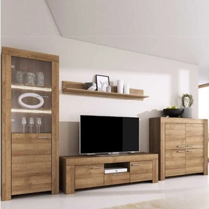 Meblościanka Neba dąb riviera nowoczesna meblościanka idealna do salonu i pokoju dziennego w oryginalnej kolorystyce