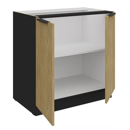 Szafka kuchenna stojąca z półką Crotone 80 D 2F BB szafka odporna na działanie wilgoci i uszkodzenia metalowe uchwyty krawędziowe