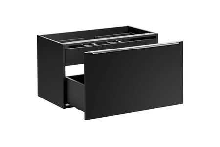Szafka pod umywalkę nablatową Santa Fe 80 cm czarna funkcjonalna szafka z szufladami i praktycznym organizerem uchwyt krawędziowy