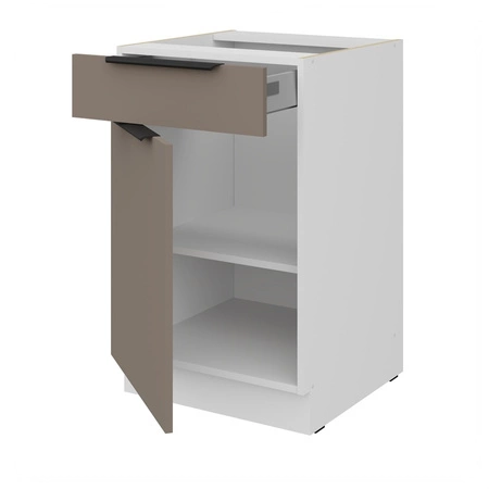 Szafka kuchenna stojąca z szufladą i półką Fiuggi Wh 50 D 1F 1S BB fronty szafki kuchennej wykończone w technologii anti fingerprint