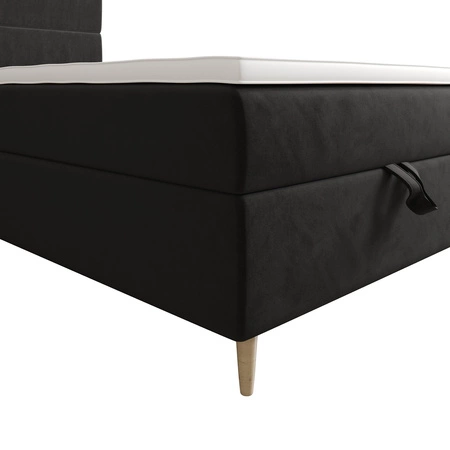 Łóżko kontynentalne Bing 100x200 grafitowe w nowoczesnym skandynawskim stylu z tapicerowanym zagłówkiem łóżko z pojemnikiem