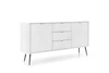 Komoda z szufladami Zoya 168 cm biała elegancki design owalny kształt bryły osadzony na metalowych nogach gustowny ryflowany front