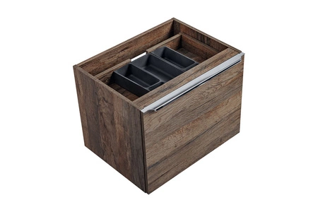 Szafka pod umywalkę nablatową Santa Fe 60 cm dąb vintage oryginalna kolorystyka podkreślona chromowanym uchwytem krawędziowym