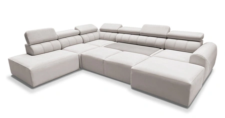 Narożnik z funkcją spania Cantare X ciemny beż prawostronny wygodny narożnik o niebanalnym designie doskonały do przestronnego salonu