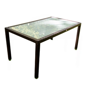 Stół ogrodowy Avvicente 90x150 cm brązowy elegancki design idealny stół do ogrodu lub na przestronny taras blat wykończony szkłem