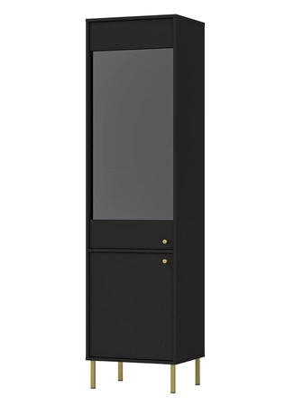 Zestaw mebli do salonu Kioto II czarny grafit stylowy design eleganckie meble wzbogacone złotymi wysokimi nogami