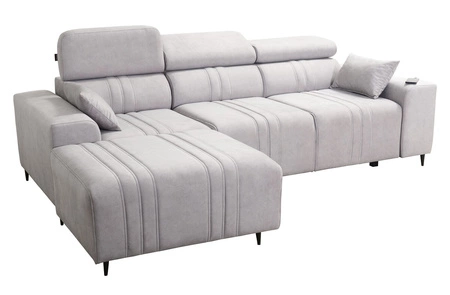 Narożnik z funkcją spania Castel brązowy lewostronny komfortowy i stylowy narożnik rozkładany z pojemnikiem na pościel