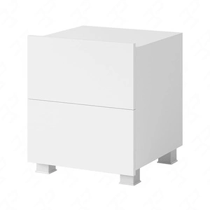 Szafka nocna z szufladami Apulia biały połysk z możliwością podwieszenia minimalistyczny design prosta bryła idealny stolik do sypialni
