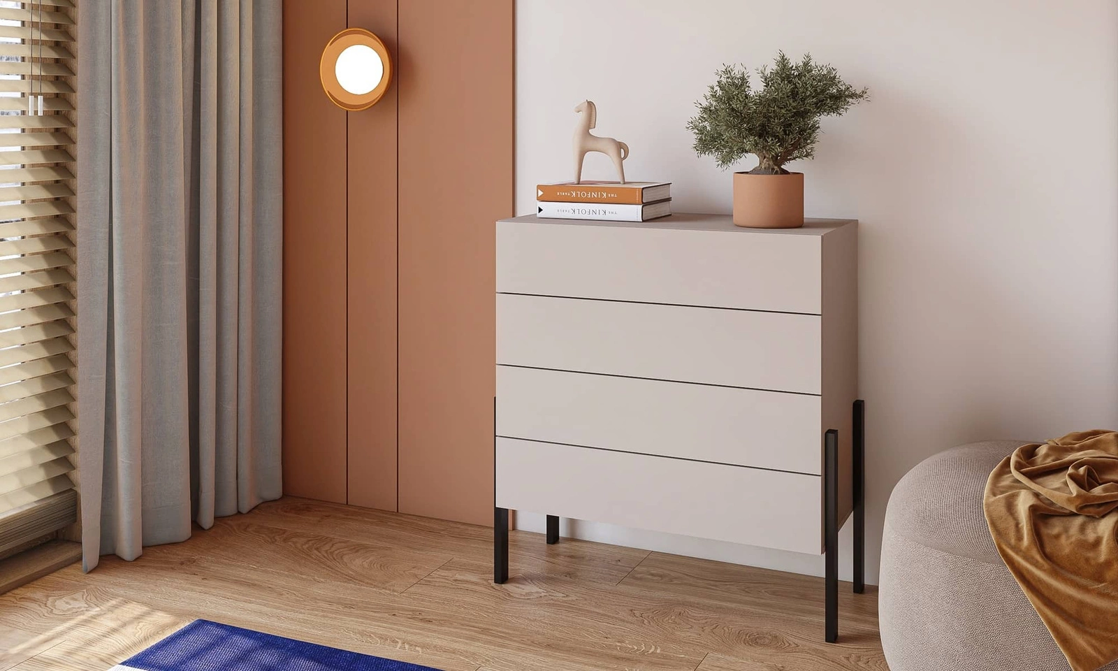 Komoda z szufladami 80 cm Jukon S w kolorze beżowym